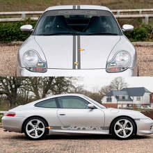 Carrera-Streifen Retro Motorhaube Seiten-Windschutzscheibenaufkleber Set für Porsche 911 2