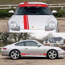 Porsche 911 Carrera Dual Central Stripes Retro Hood Side Windschutzscheibe Aufkleber Kit
 3