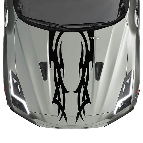 Hood Dual Tribal Graphics Stripes Decal Kit für Nissan GT-R
