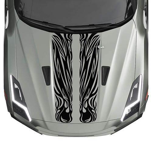 Hood Dual Tribal Graphics Stripes Decal Kit für Nissan GT-R 2

