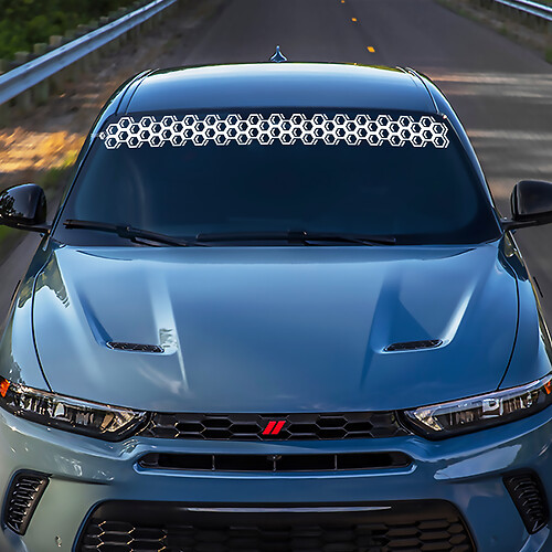 Windschutzscheibe Wabe Banner Aufkleber - benutzerdefinierte Vinylgrafik für Dodge Hornet 3
