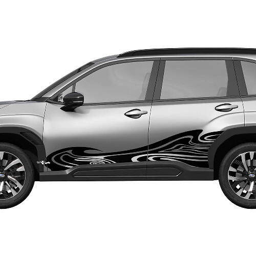 Seitentüren Wave Racing Stripes Vinyl Aufkleber - Grafik Sticker universelle Passform für Subaru Forester 1
