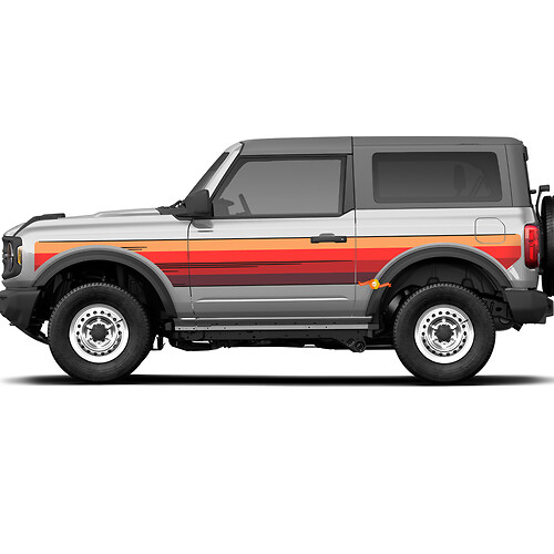 Pair Side Door Retro Vintage Stripes Vinyl -Aufkleber Aufkleber für Ford Bronco 2
