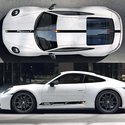 Beschriftungsstreifen Haube Dach und Seiten Vinyl Aufkleber Set Porsche 911 Carrera