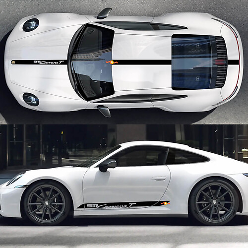 Porsche 911 Carrera T Side Hood Dach Decal Decal Panel Stripes Türen Kit Aufkleber
