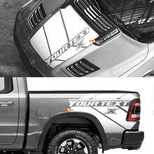 Benutzerdefinierter Vinyl-Aufkleber-Kit für Motorhaube und hintere Seitenstreifen für Dodge Ram 1500 Rebel_2