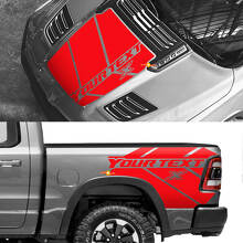 Benutzerdefinierter Vinyl-Aufkleber-Kit für Motorhaube und hintere Seitenstreifen für Dodge Ram 1500 Rebel_3