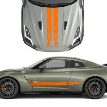 Kapuzen- und Seiten Dual Tribal Graphics Stripes Decal Kit für Nissan GT-R
 3