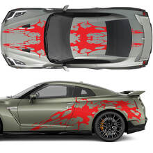 Kapuzen- und Seiten Dual Blood Graphics Stripes Decal Kit für Nissan GT-R
 2