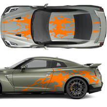 Kapuzen- und Seiten Dual Blood Graphics Stripes Decal Kit für Nissan GT-R
 3