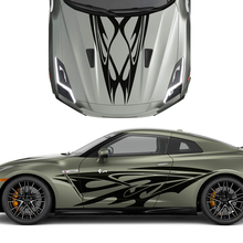 Kapuzen- und Seiten Dual Tribal Tattoo Graphics Stripes Decal Kit für Nissan GT-R 3
 2
