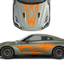Tribal-Grafik Motorhauben- und Seiten-Vinyl-Aufkleber-Kit für Nissan GT-R_3