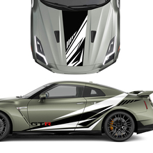 Kapuzen- und Seiten Grafikstreifen Aufkleber Kit für Nissan GT-R
 2