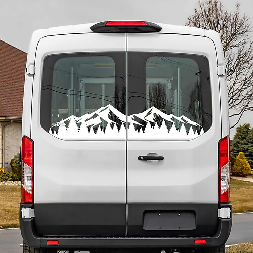 Ford Transit Heckscheibengebirge Wald -Vinyl -Aufkleber Aufkleber
