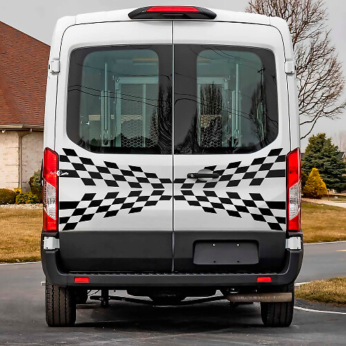Ford Transit Heck karierte Grafik -Vinyl -Aufkleber aufklebern
