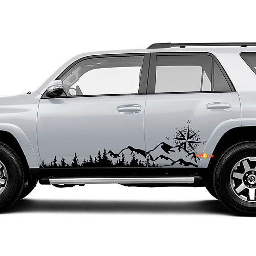 Berge & Kompass Seiten-Vinyl-Aufkleberset für Toyota 4Runner Tacoma Tundra