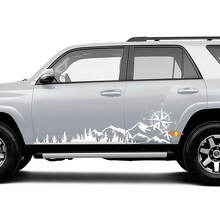 Berge & Kompass Seiten-Vinyl-Aufkleberset für Toyota 4Runner Tacoma Tundra_2
