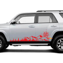 Berge & Kompass Seiten-Vinyl-Aufkleberset für Toyota 4Runner Tacoma Tundra_3