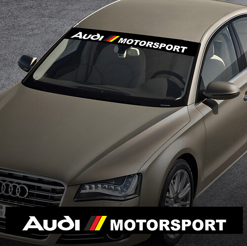Vinyl -Aufkleber Grafikaufkleber Windschutzscheibe Audi Motorsport Sunstrip Racing
