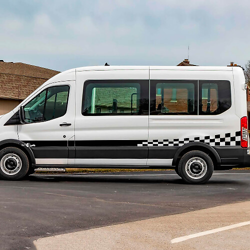 Ford Transit karted Flaggen Streifen Seitentüren Grafik Vinyl -Aufkleber Aufkleber
