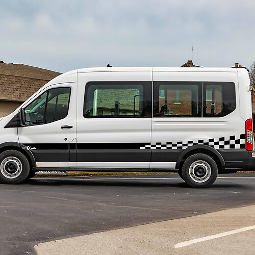 Ford Transit karted Flaggen Streifen Seitentüren Grafik Vinyl -Aufkleber Aufkleber
