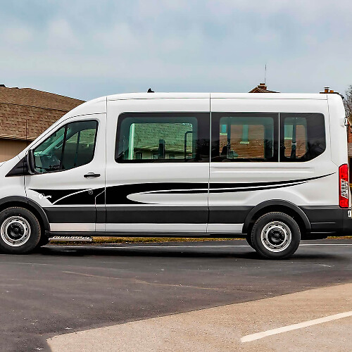 Ford Transit karted Flaggen Streifen Seitentüren Grafik Vinyl -Aufkleber Aufkleber
