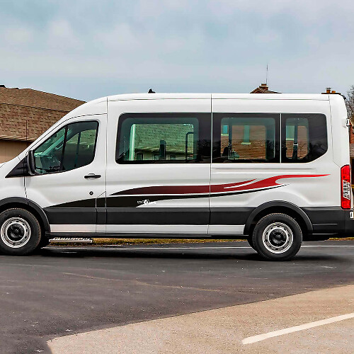 Flammenverlauf Seiten-Türstreifen Grafik Vinyl-Aufkleber für Ford Transit