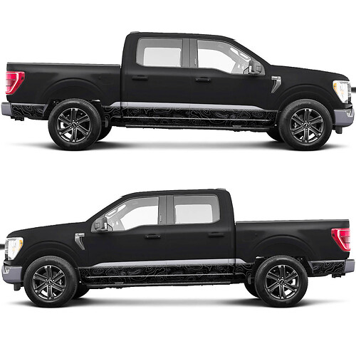 Seitenstufe Topographic Graphics Vinyl -Aufkleber Aufkleber für Ford F150 Zittern
