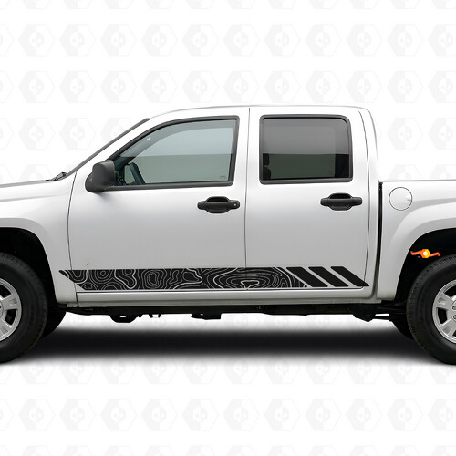 Topografische Konturen Tür- & Schweller-Vinylstreifen für Chevrolet Colorado 1. Gen 2004-2012