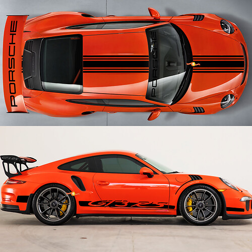 Aufkleber Kit Hood Dach Schwanzspoiler Streifen Martini -Aufkleber Aufkleber für Porsche 991 GT3 RS
