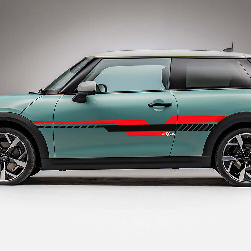 Geometrische Seiten-Rennstreifen Grafikaufkleber für Mini Cooper S