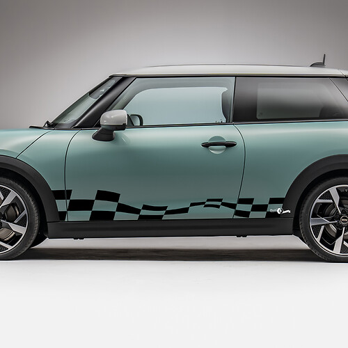 Side Racing Checked Stripes Grafik -Aufkleber für Mini Cooper S 2
