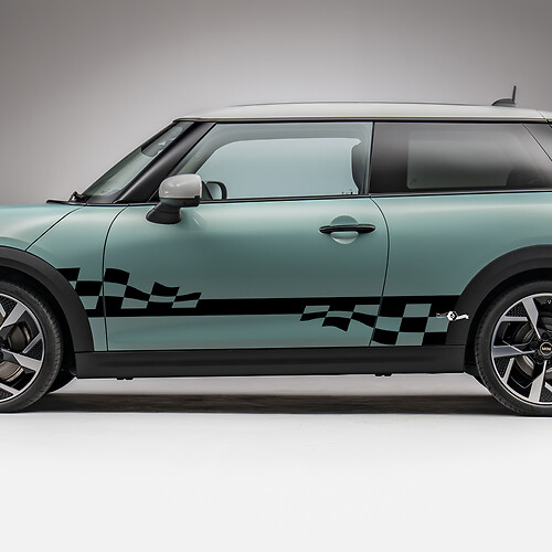 Side Racing Checked Stripes Grafik -Aufkleber für Mini Cooper S 3
