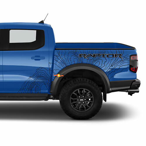 Topografische Karten -Splash -Aufkleber -Abziehbilder Aufkleber für 2025 Ford Ranger Raptor
