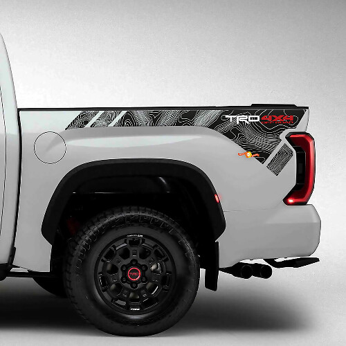 TRD-Style Topografische Karten-Bettseiten-Aufkleber aus Vinyl für Toyota Tundra