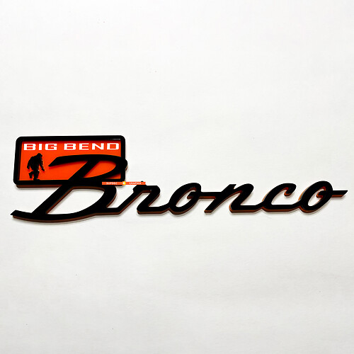 Bronco Big Bend Fender Abzeichen Heckklappe Emblem 3D Abzeichen Schwarz gegen Orange
