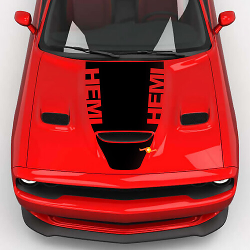 Hood Wrap Central Hemi Hood Blackout Vinyl Aufkleber für Dodge Challenger 2
