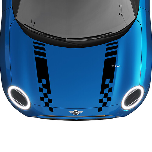 Hood Checked Racing Stripes Rally Decal Graphics Aufkleber für Mini Cooper S
