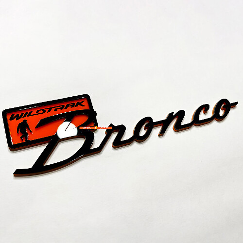 Bronco Wildtrak Fender Abzeichen Heckklappe Emblem 3D Abzeichen Schwarz gegen Orange
