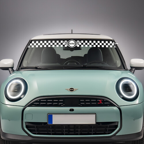 Windschutzscheibe karierte Streifen -Vinyl -Grafik -Aufkleber für Mini Cooper S
