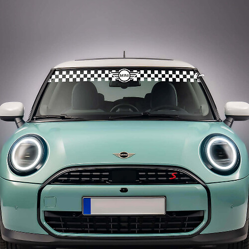Frontscheibe Schachbrettstreifen Vinylgrafik Aufkleber für Mini Cooper S
 1