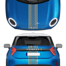 Haube und hintere karierte Streifen Mini Cooper Vinyl Graphics Decal Aufkleber für Mini Cooper S
 2