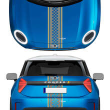 Haube und hintere karierte Streifen Mini Cooper Vinyl Graphics Decal Aufkleber für Mini Cooper S
 2