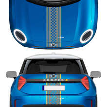 Motorhauben- und hintere Schachbrett-Streifen Mini Cooper Vinyl-Grafikaufkleber für Mini Cooper S 2
