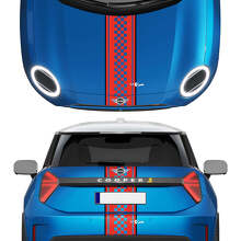Haube und hintere karierte Streifen Mini Cooper Vinyl Graphics Decal Aufkleber für Mini Cooper S
 3