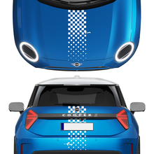 Haube und hintere karierte Streifen Mini Cooper Vinyl Graphics Decal Aufkleber für Mini Cooper
 2