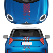 Haube und hintere karierte Streifen Mini Cooper Vinyl Graphics Decal Aufkleber für Mini Cooper
 3