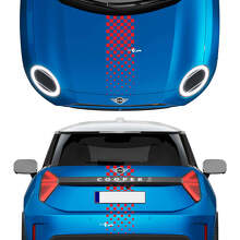 Haube und hintere karierte Streifen Mini Cooper Vinyl Graphics Decal Aufkleber für Mini Cooper
 3