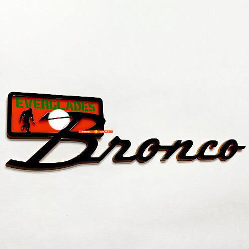 Bronco Everglades Fender Abzeichen Heckklappe Emblem 3D Abzeichen Schwarz gegen Orange
