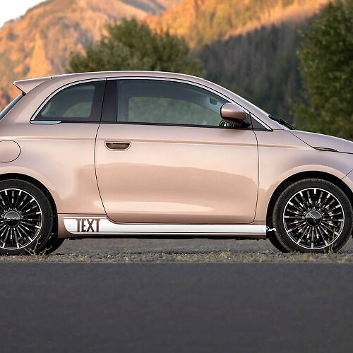 Benutzerdefinierter Text Kotflügelstreifen Aufkleber Seitenstreifen Grafiken für Fiat 500 1